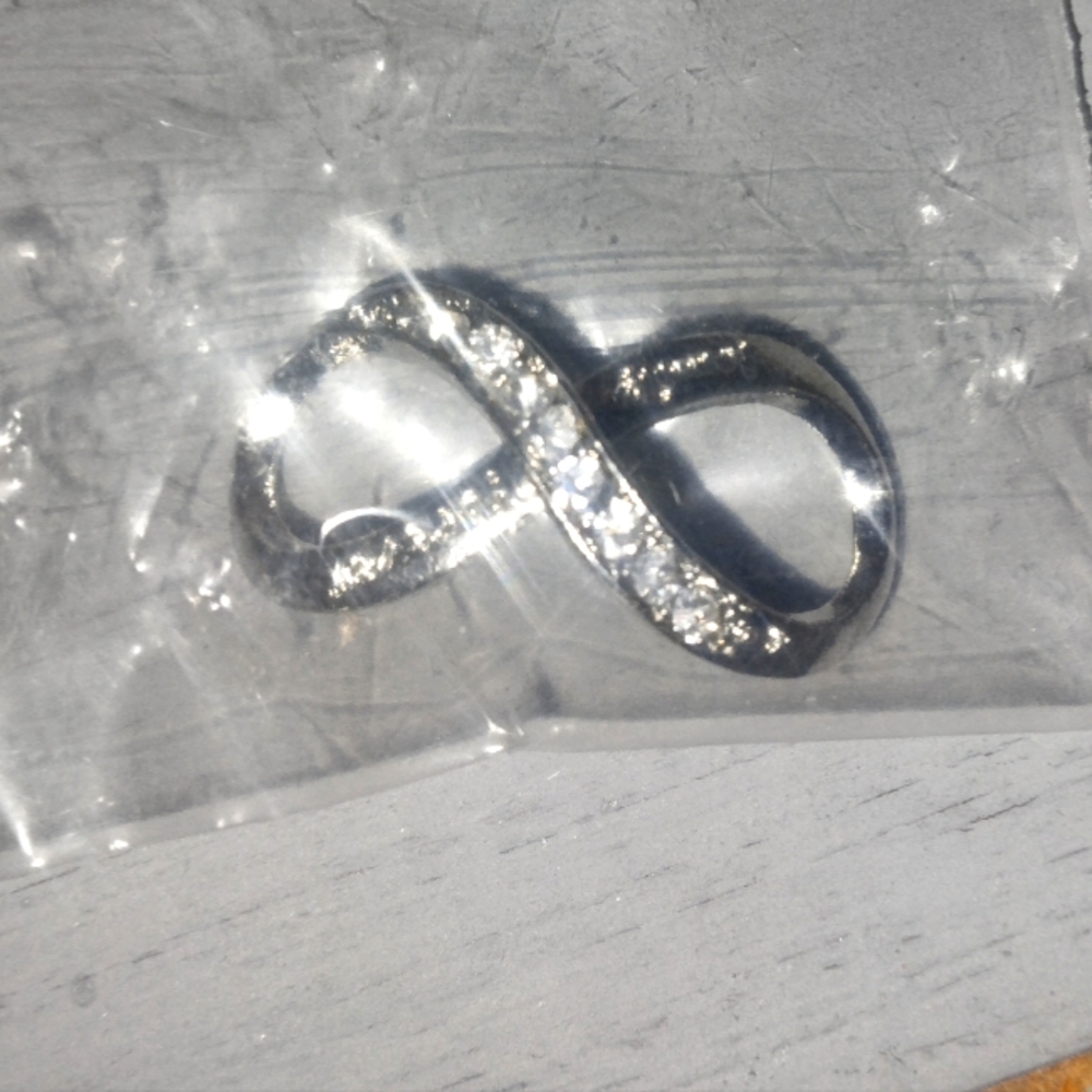 Solid 925 Stampd Silver Infinity Pendant with Crystals